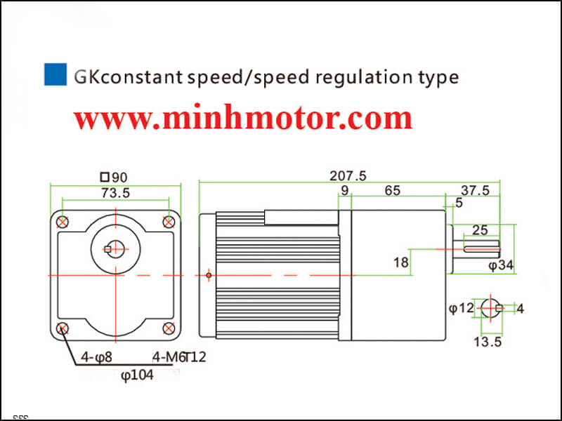 Bản vẽ động cơ giảm tốc 40w trục thẳng