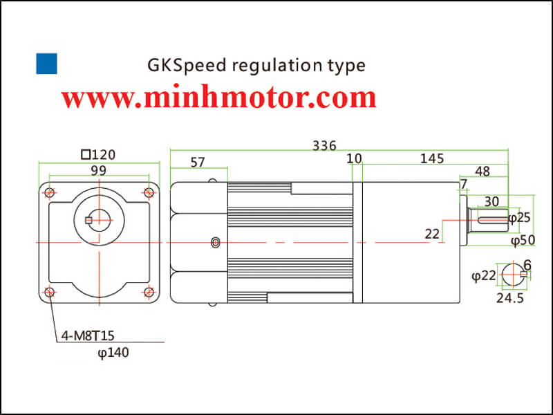 Bản vẽ động cơ giảm tốc 400w trục thẳng