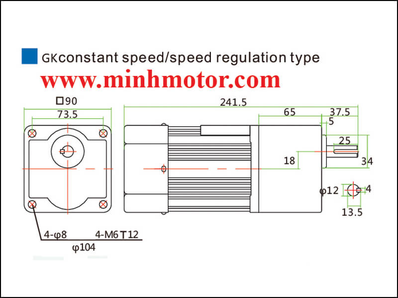 Bản vẽ động cơ giảm tốc 60w trục thẳng