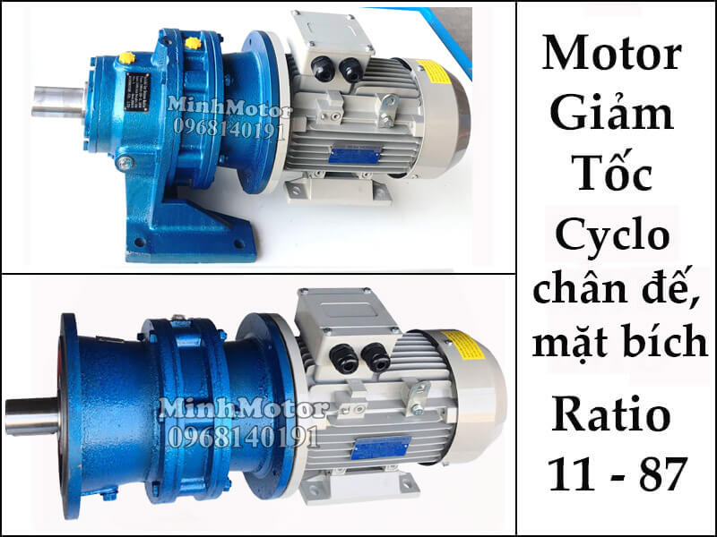 motor giảm tốc Cyclo chân đế, mặt bích 1.5kw 2hp