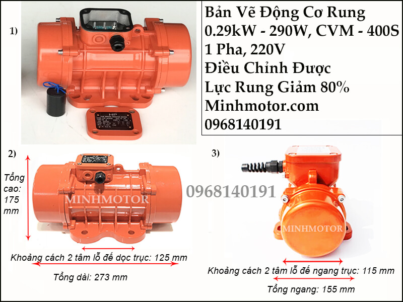 Động cơ rung mini 0.29kw, CVM-400S