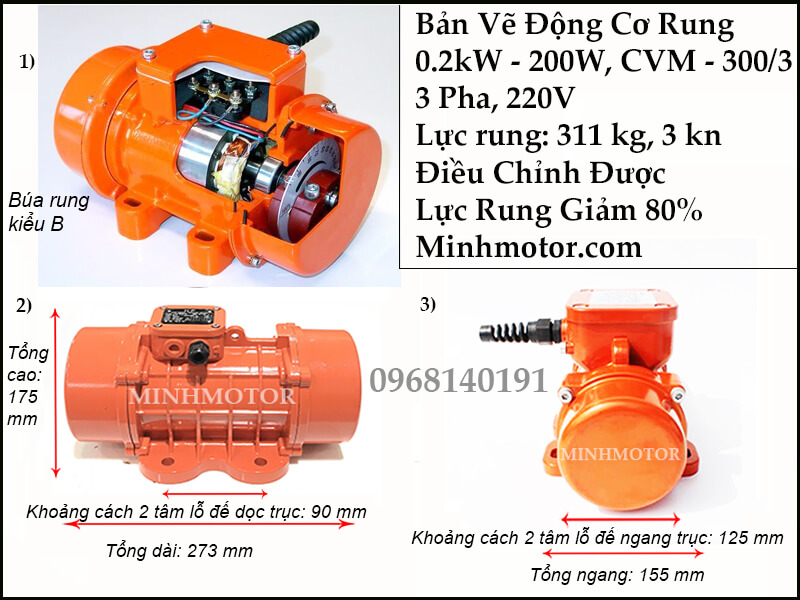 Motor rung mini 200w CVM-300/3